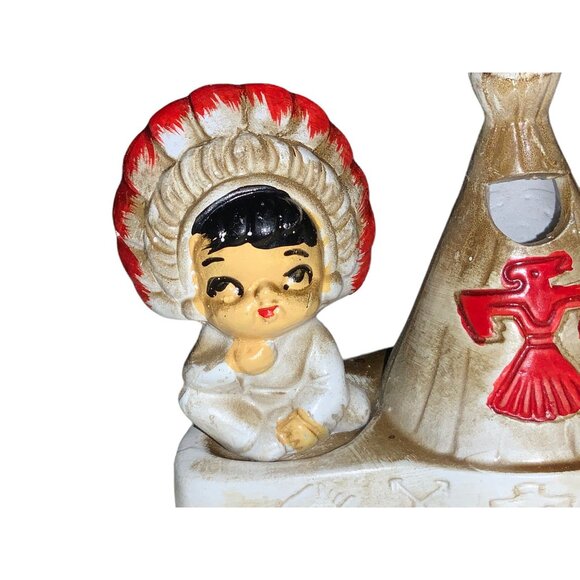 Native Americans and Teepee Salt and Pepper 3 piece Shaker Set vintage - Picture 4 of 16